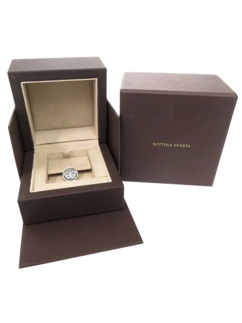 Bottega Veneta Butterfly Tie Tack Pin Brooch Metal Silver